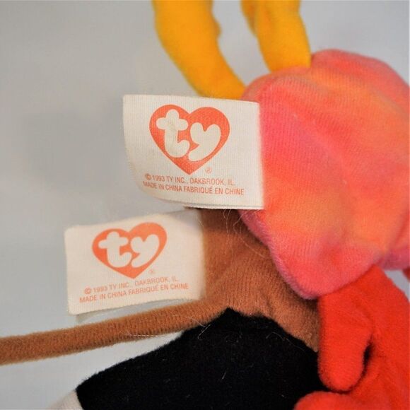 TY Beanie Babies Retired 1993 Vintage Strut the Rooster Chip the Cat Lot Of 2 - Picture 3 of 5